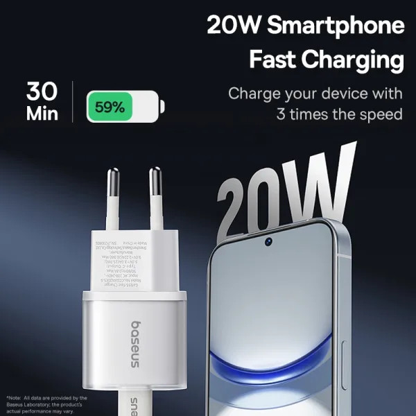 Фото - Сетевое зарядное устройство Baseus GaN5S Fast Charger 1C 20W EU Moon White (P10162503213-00)