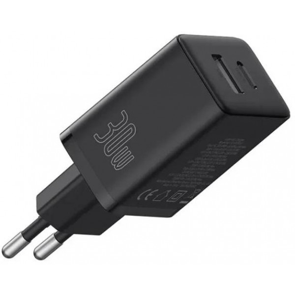 Фото - Сетевое зарядное устройство Baseus Cube Fast Charger C+U 30W EU Cluster Black (P10111404113-00)