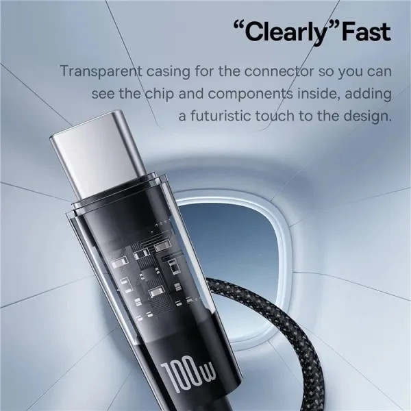 Фото - Кабель синхронизации данных Baseus Gem Series Fast Charging Data Cable Type-C to Type-C 100W 5A 2m Black (P10373000111-01)