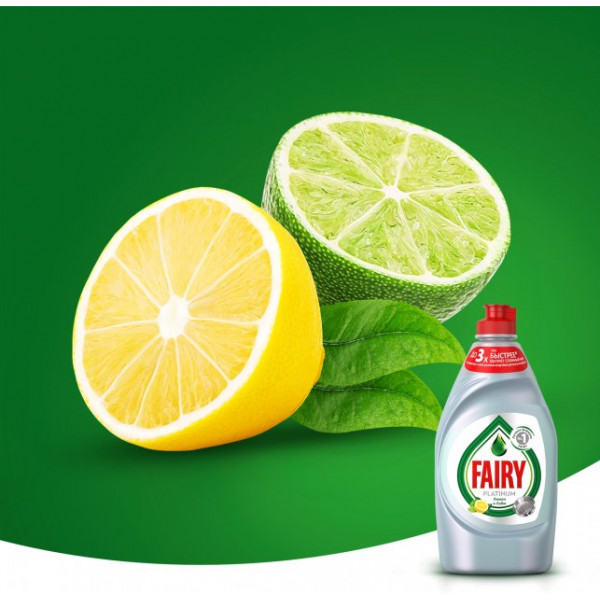 Фото - Средство для ручного мытья посуды Fairy Platinum Лимон и лайм 650 мл (4015400992356)