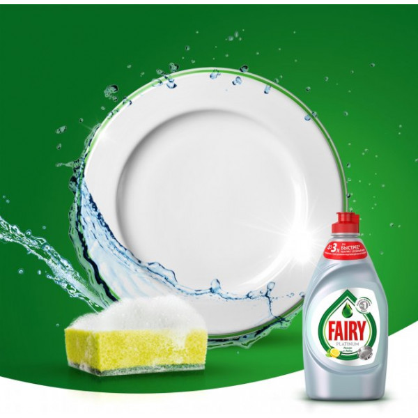 Фото - Средство для ручного мытья посуды Fairy Platinum Лимон и лайм 650 мл (4015400992356)