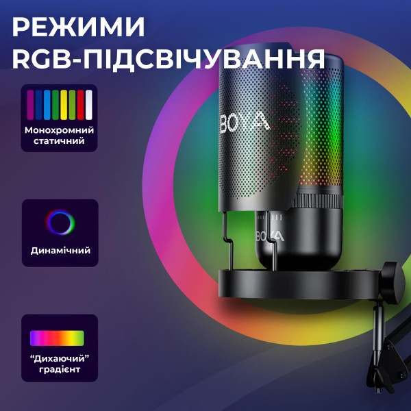Фото - Микрофон для компьютера проводной Boya K3-02 RGB Black