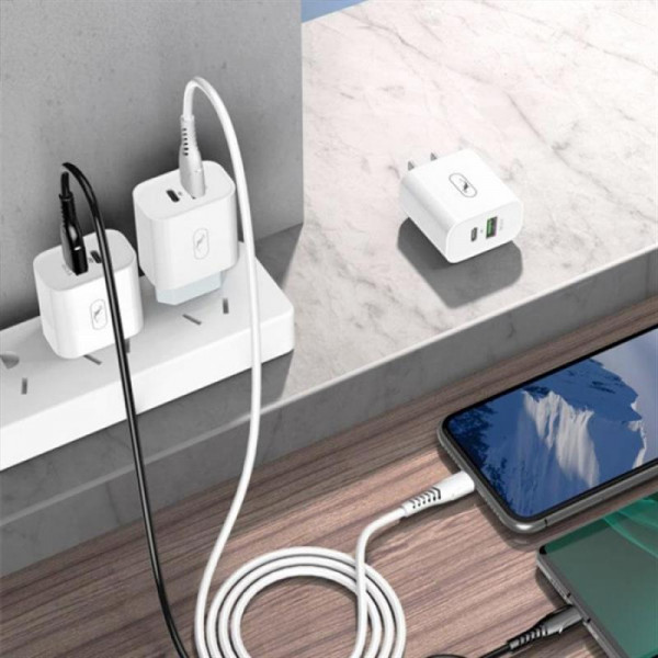 Фото - Сетевое зарядное устройство SkyDolphin SC20 PD+QC3.0 (2USB, 3A) White (MZP-000121)