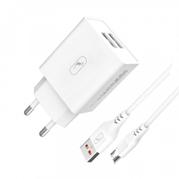 Фото - Сетевое зарядное устройство SkyDolphin SC30V (2USB, 2.1A) White (MZP-000114)+кабель microUSB