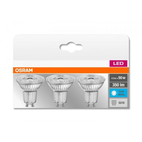 Фото - Лампочка светодиодная Osram LED PAR16 4.3W 350Lm 4000К GU10 3 шт. (4058075818415)