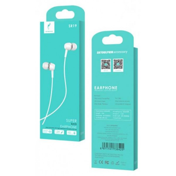 Фото - Наушники вкладыши проводные SkyDolphin SR19 White (SDHF-000408)