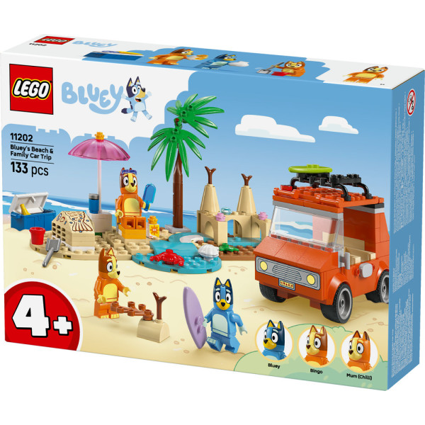 Фото - Конструктор LEGO Bluey Пляж и семейная поездка на автомобиле Блуи (11202)