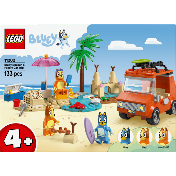 Фото - Конструктор LEGO Bluey Пляж и семейная поездка на автомобиле Блуи (11202)