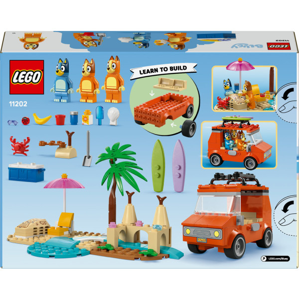 Фото - Конструктор LEGO Bluey Пляж и семейная поездка на автомобиле Блуи (11202)