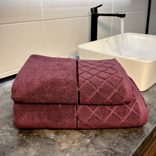 Фото - Полотенце банное Lelit Ромбы Винный 70/140 8073 (1199223)