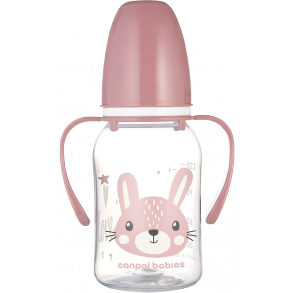 Фото - Бутылочка для кормления Canpol babies с ручками 120 мл CUTE ANIMALS - розовая (11/823_pin)
