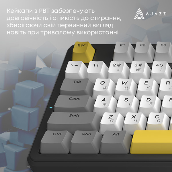 Фото - Клавиатура проводная игровая Ajazz AK870 V2 Flying Fish switches Black Gray Yellow (AK870-V2-FF-BGY)