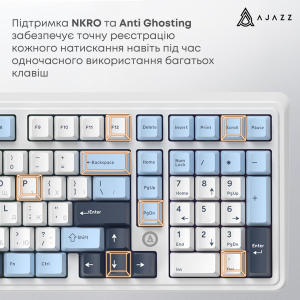 Фото - Клавиатура проводная игровая Ajazz AK980 MAX Magnetic switches Blue White Dark Blue (AK980-MAX-M-BWDB)