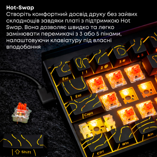Фото - Клавиатура проводная игровая Ajazz NK68 Red switches Side Contour Black (NK68-R-S-B)