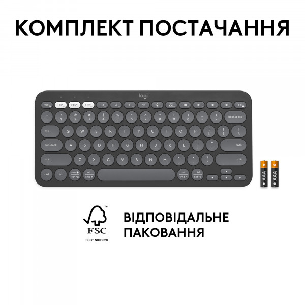 Фото - Клавиатура беспроводная Logitech K380s Pebble Keys 2 Graphite Bluetooth (920-011851)