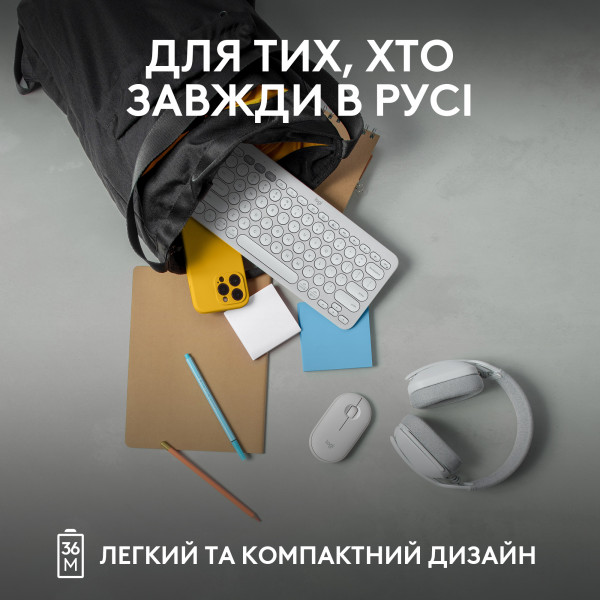 Фото - Клавиатура беспроводная Logitech K380s Pebble Keys 2 White Bluetooth (920-011852)