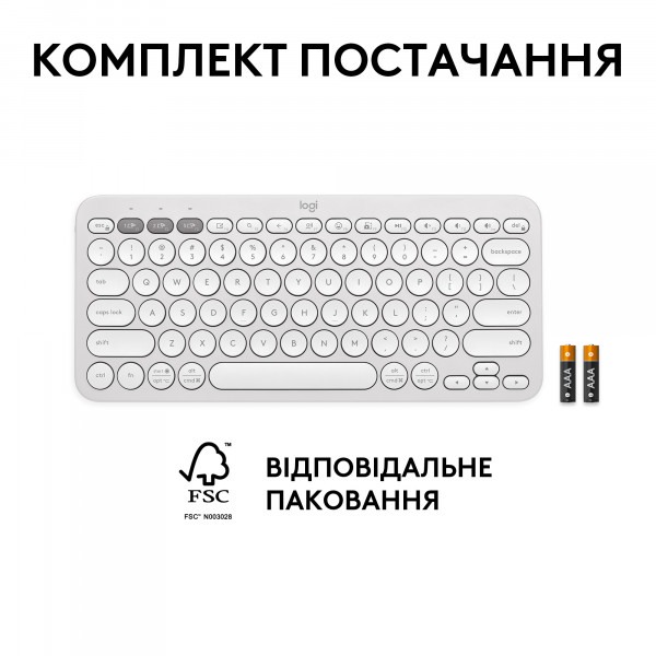 Фото - Клавиатура беспроводная Logitech K380s Pebble Keys 2 White Bluetooth (920-011852)