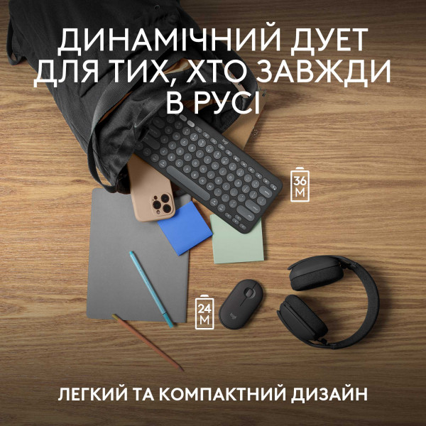 Фото - Клавиатура+мышь беспроводная Logitech Pebble 2 Combo for Mac Graphite Bluetooth (920-012244)
