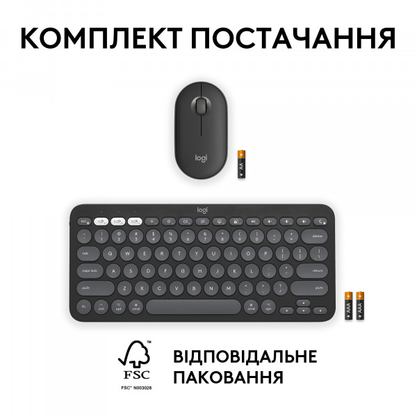 Фото - Клавиатура+мышь беспроводная Logitech Pebble 2 Combo for Mac Graphite Bluetooth (920-012244)