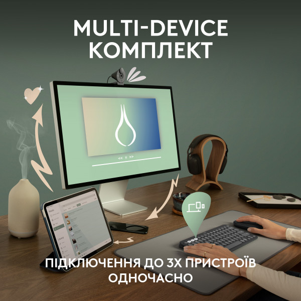 Фото - Уценка - Клавиатура+мышь беспроводная Logitech Pebble 2 Combo Graphite Wireless (920-012239)