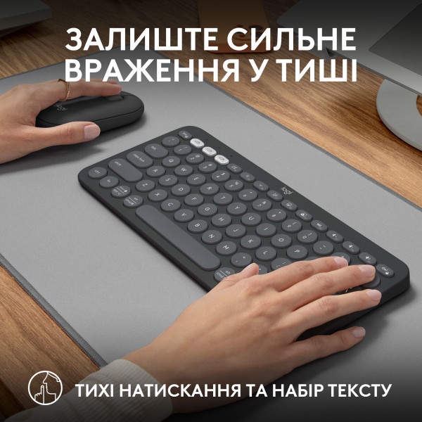 Фото - Уценка - Клавиатура+мышь беспроводная Logitech Pebble 2 Combo Graphite Wireless (920-012239)