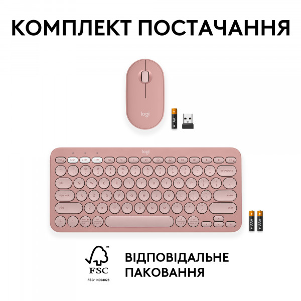 Фото - Клавиатура+мышь беспроводная Logitech Pebble 2 Combo Rose Wireless (920-012241)