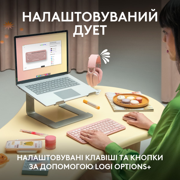 Фото - Клавиатура+мышь беспроводная Logitech Pebble 2 Combo Rose Wireless (920-012241)