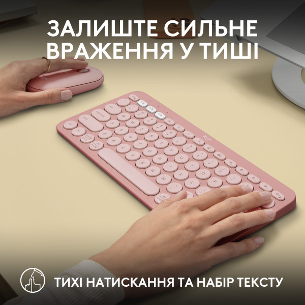 Фото - Клавиатура+мышь беспроводная Logitech Pebble 2 Combo Rose Wireless (920-012241)