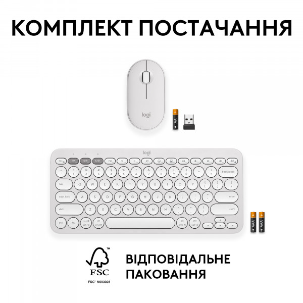Фото - Клавиатура+мышь беспроводная Logitech Pebble 2 Combo White Wireless (920-012240)