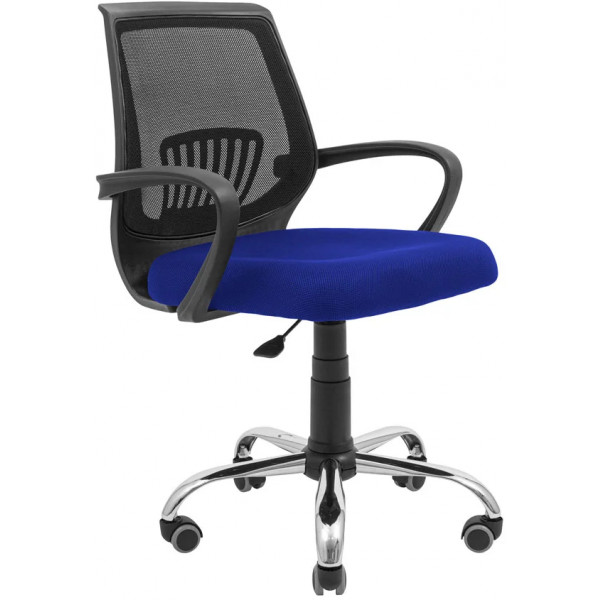 Фото - Кресло офисное Richman Стар Хром Пиастра Сетка черная + синяя (сиденья)