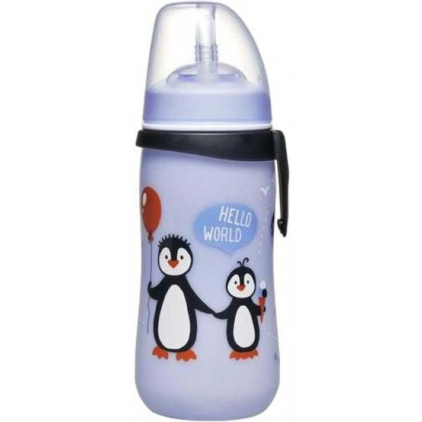 Фото - Поильник-непроливайка детский NIP РР с трубочкой Straw Cup Пингвинчики, 330 мл. (35067)