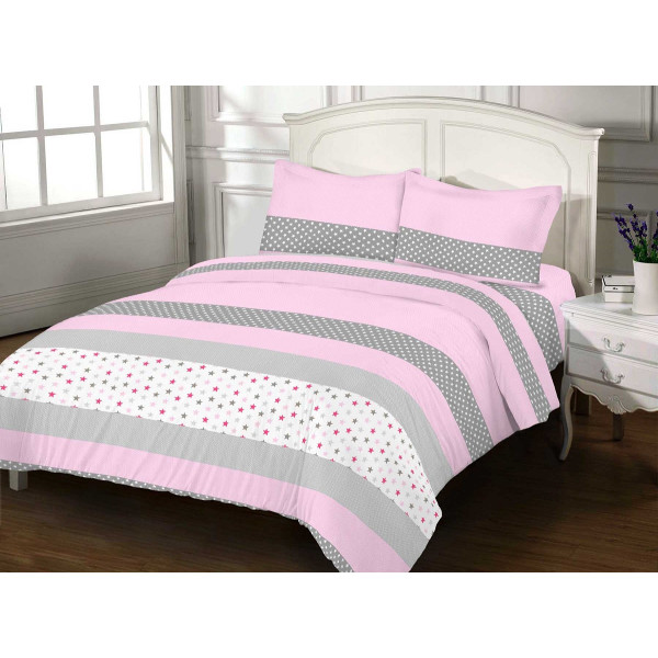 Фото - Комплект постельного белья Zastelli STAR DOTS (PINK) поплин 175х210 Серый (16193)