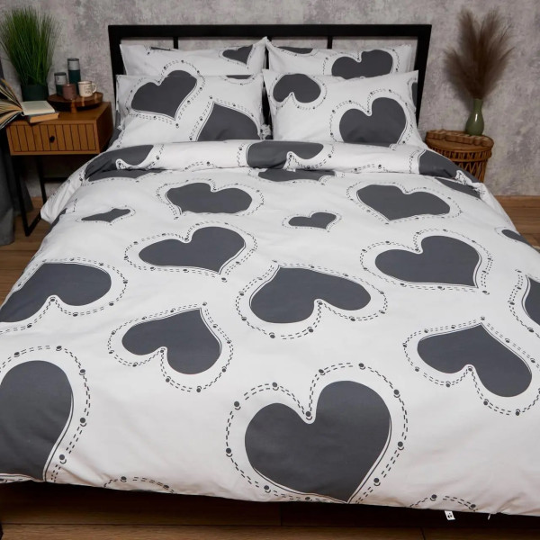 Фото - Комплект постельного белья Moon&Star Бязь Gold Люкс Grey Love 160х220 + 40х60 см 2 шт. (MS-890000318)