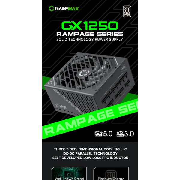 Фото - Блок питания для ПК Gamemax GX-1250 PRO BK (ATX3.0PCIe5.0)