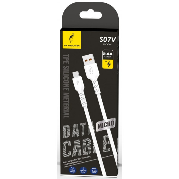 Фото - Кабель синхронизации данных SkyDolphin S07V TPE High Elastic Line USB-microUSB 1m White (USB-000597)
