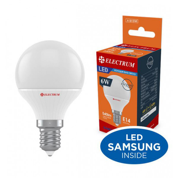 Фото - Лампочка светодиодная Electrum 6W E14 4000K A-LB-0749