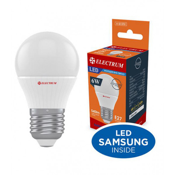 Фото - Лампочка светодиодная Electrum 6W E27 4000K A-LB-0751