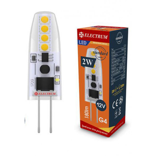 Фото - Лампочка светодиодная Electrum 2W G4 12V 3000K A-LC-0907