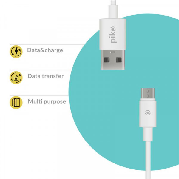Фото - Кабель синхронизации данных Piko CB-UM11 USB-microUSB 1.2m White (1283126496172)