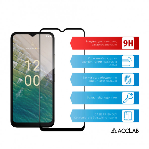 Фото - Защитное стекло для смартфона ACCLAB Full Glue for Nokia C32 Black (1283126582219)