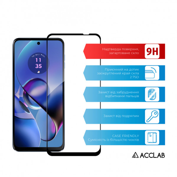 Фото - Защитное стекло для смартфона ACCLAB Full Glue for Moto G54 Black (1283126582394)