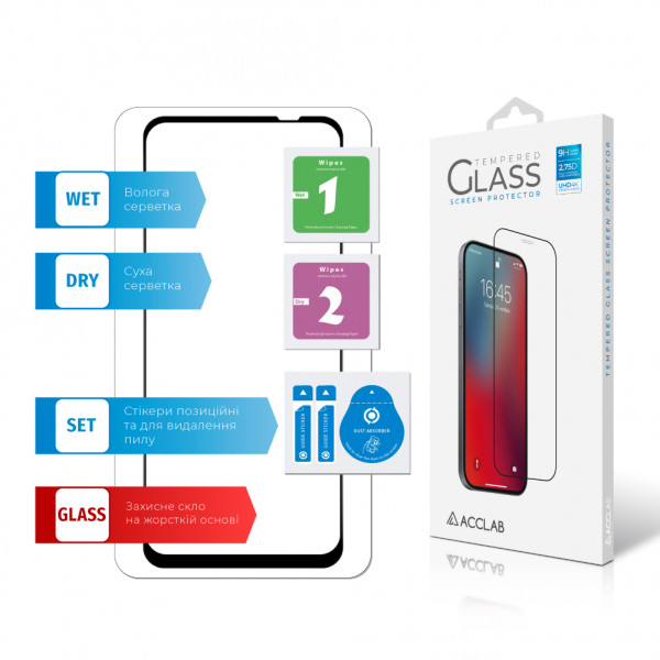 Фото - Защитное стекло для смартфона ACCLAB Full Glue for Moto G54 Black (1283126582394)