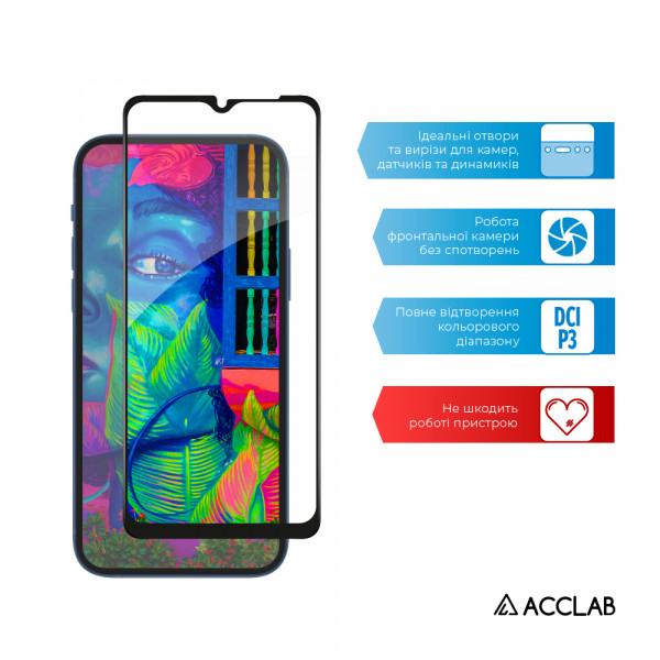 Фото - Защитное стекло для смартфона ACCLAB Full Glue for Samsung A03 Black (1283126521621)
