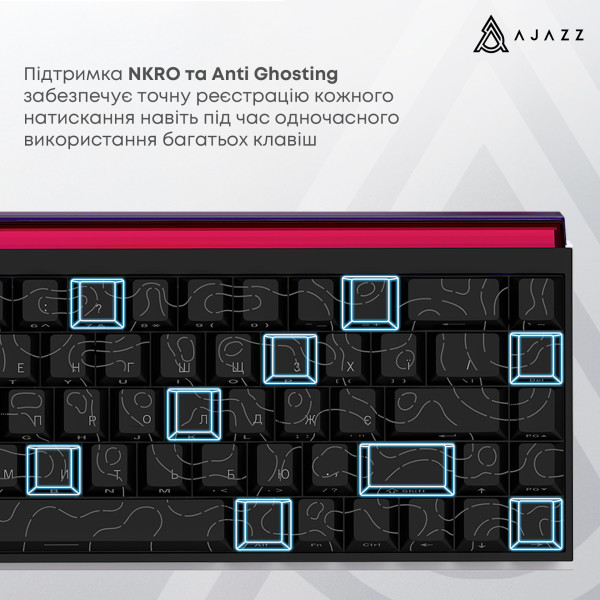 Фото - Клавиатура проводная игровая Ajazz NK68 Red switches Side Contour Black (NK68-R-S-B)