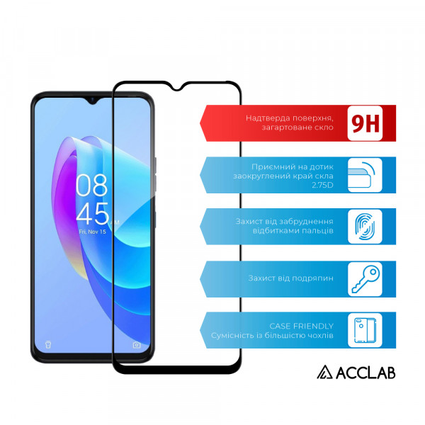 Фото - Защитное стекло для смартфона ACCLAB Full Glue for Tecno Spark 9 Pro Black (1283126547300)