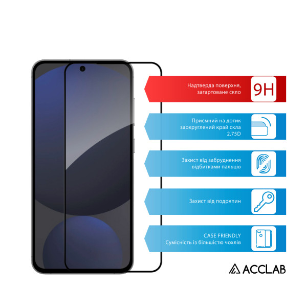 Фото - Защитное стекло для смартфона ACCLAB Full Glue for Samsung Galaxy S24 FE SM-S721 Black (1283126594830)