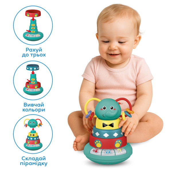 Фото - Интерактивная игрушка Kiddi Smart СЛОНЕНОК ГРАЙКО (украинский, свет) (1305-UK)