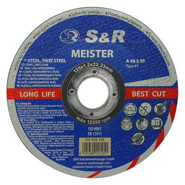 Фото - Круг отрезной по металлу S&R Meister 125x1,2x22.2 мм 25 шт. (131012125-25)