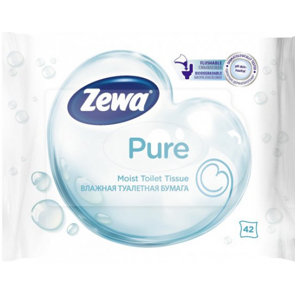Фото - Влажная туалетная бумага Zewa Pure Moist, 42 шт. (7322540796582)