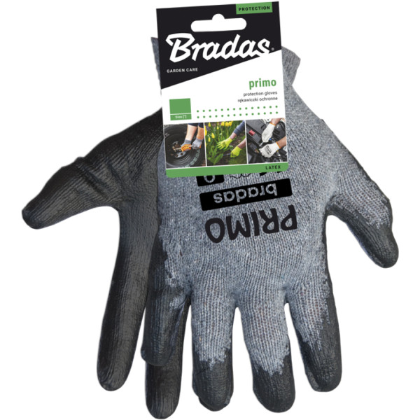 Фото - Перчатки садовые BRADAS Primo с латексным покрытием, размер 9, 12 пар Серые (RWPR9)